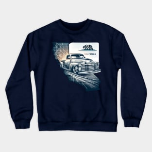 California & Chevy 3100 Lowrider Double Exposure design Crewneck Sweatshirt